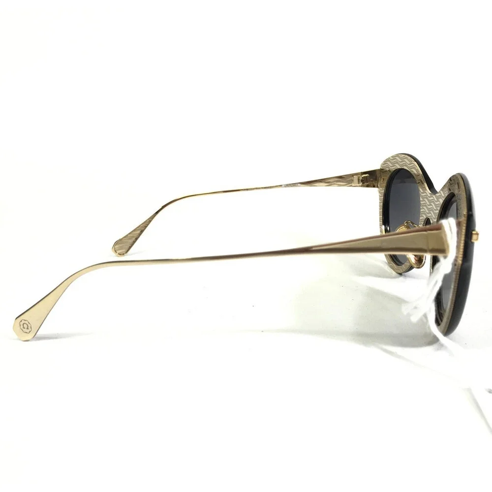 Omega Sunglasses OM0023-H 01A Shiny Black Endura Gold with Gray Smoke Lenses